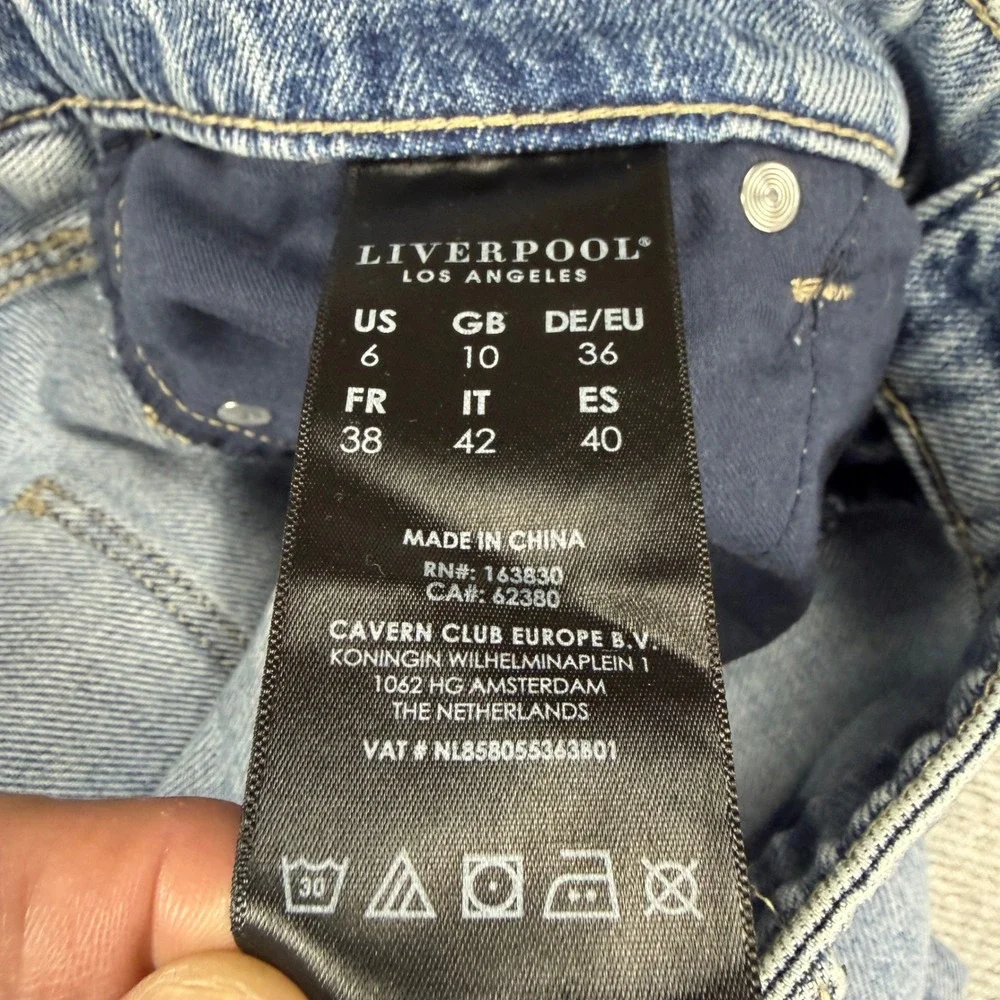 Liverpool Los Angeles‎ Distressed Denim Mini Skirt Evanston Blue Size 6 MSRP $68